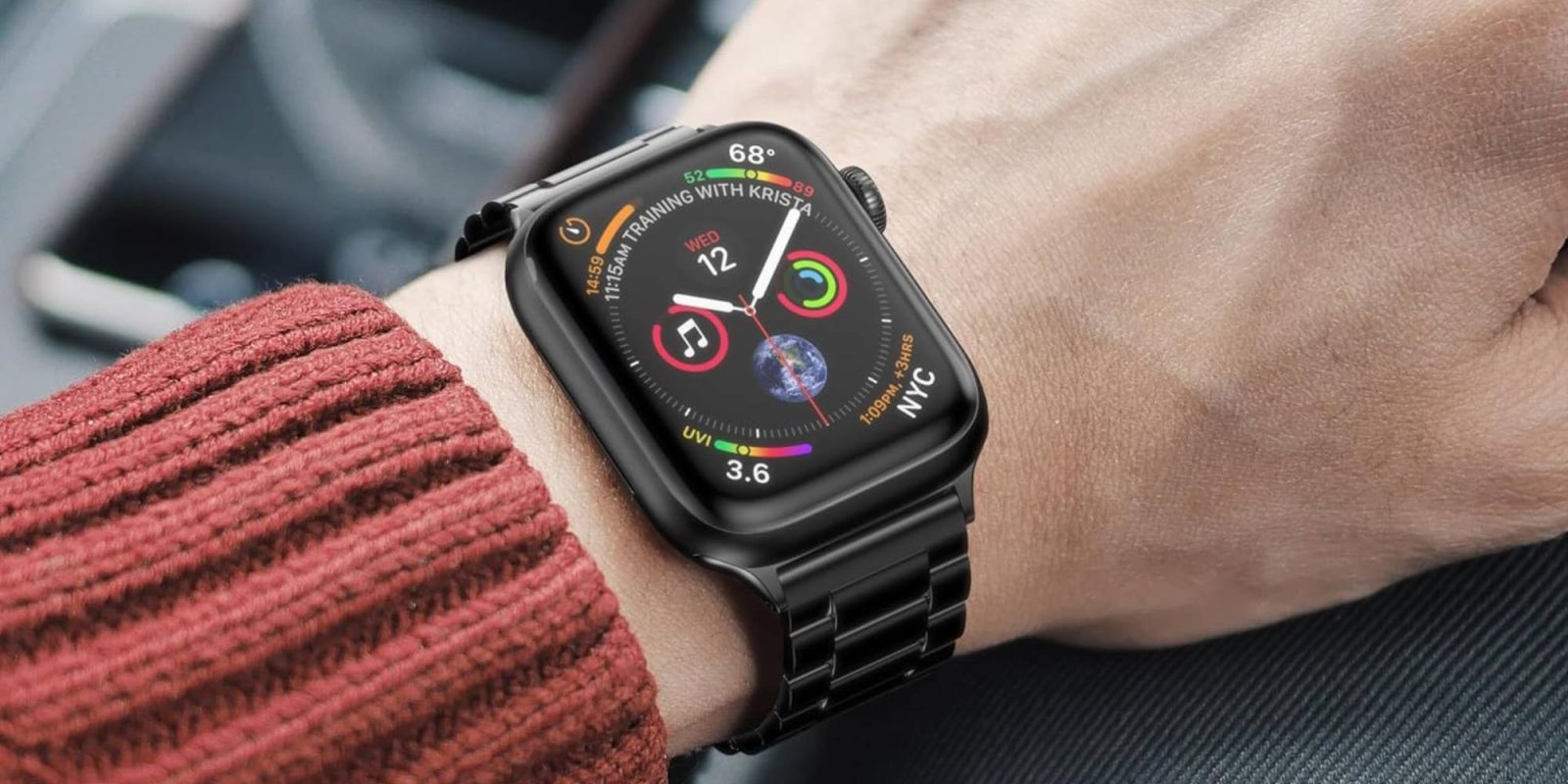 A smart watch on a person's wrist