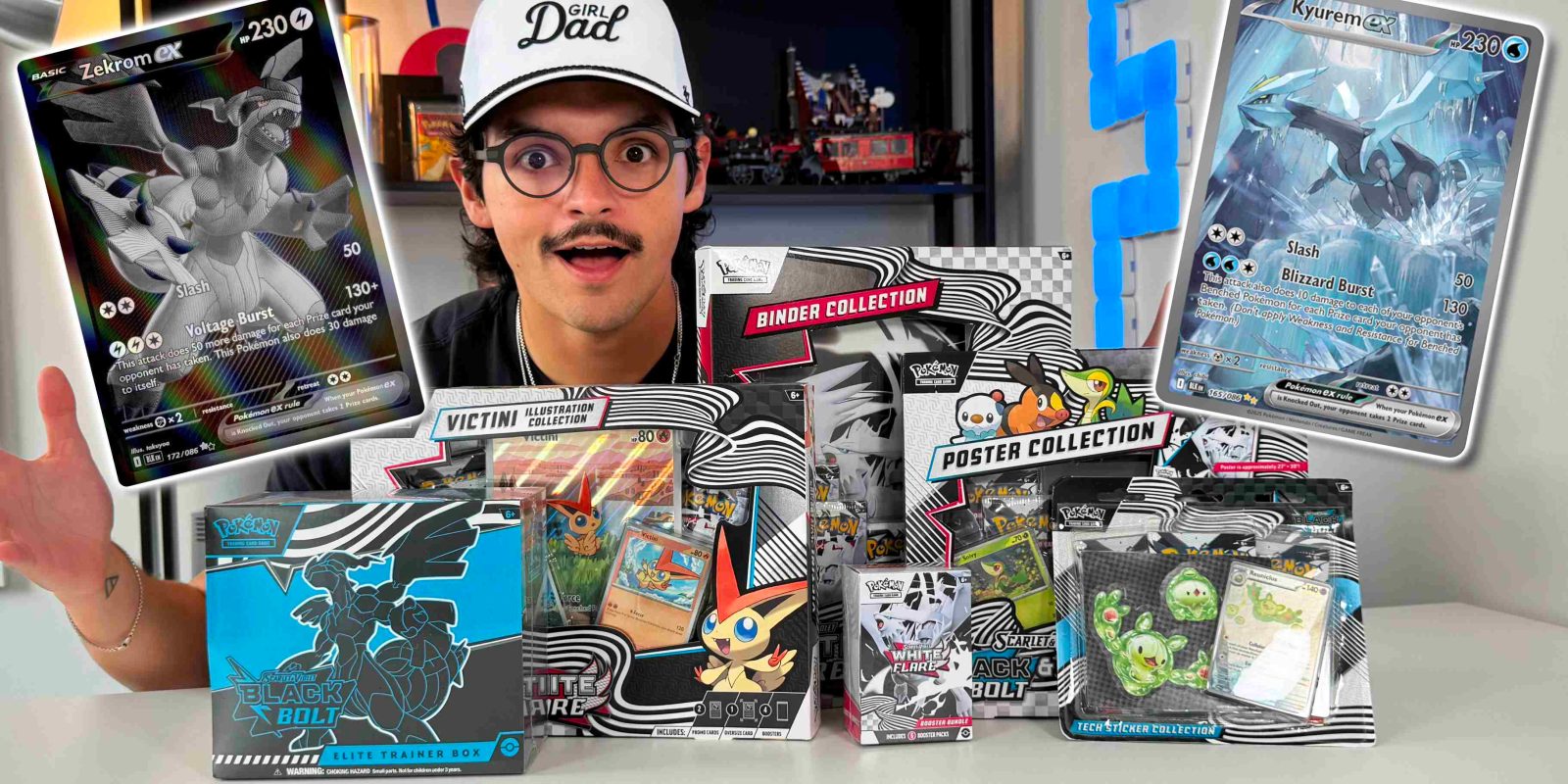 A man with glasses and a hat with a box of toys