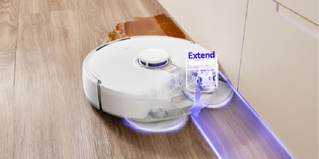 A robotic vacuum cleaner on a wood floor
