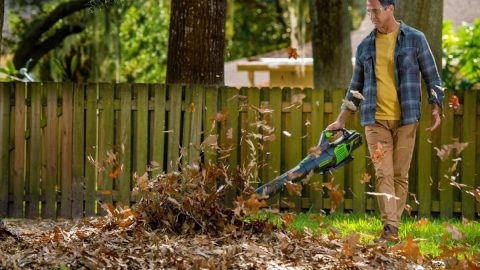A man using a leaf blower