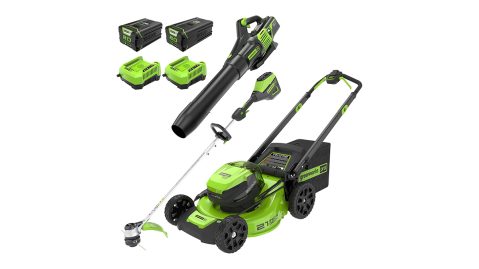 A green and black lawnmower