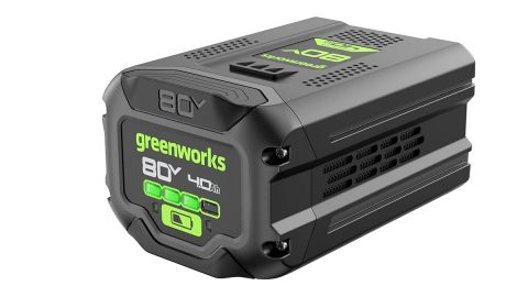 A black and green battery