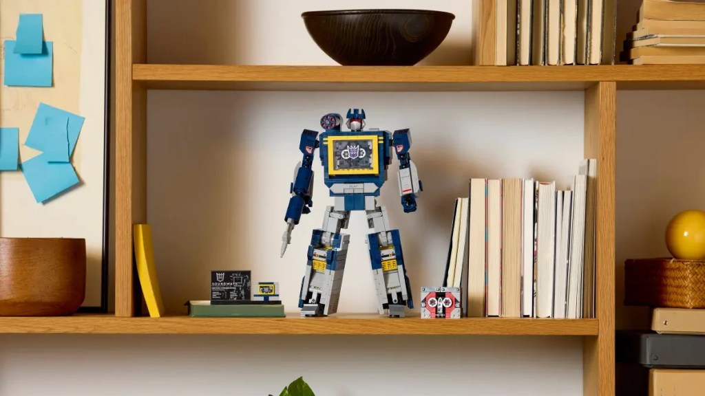 LEGO Transformers Soundwave set on a shelf