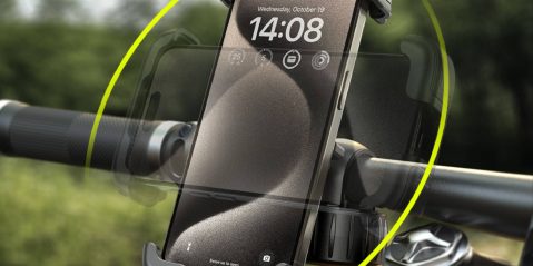 A phone on a bike holder