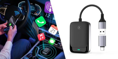 A black device with a long cable