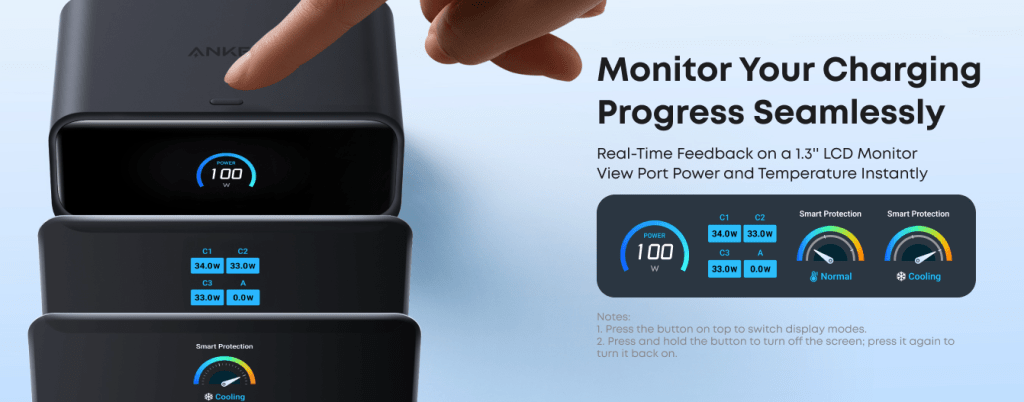 A hand pressing a button on a device