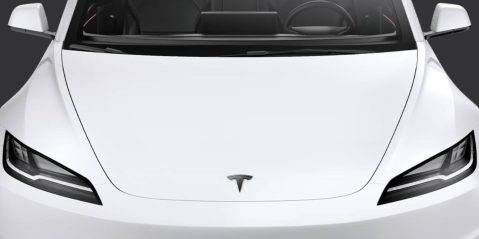 The front of a white car