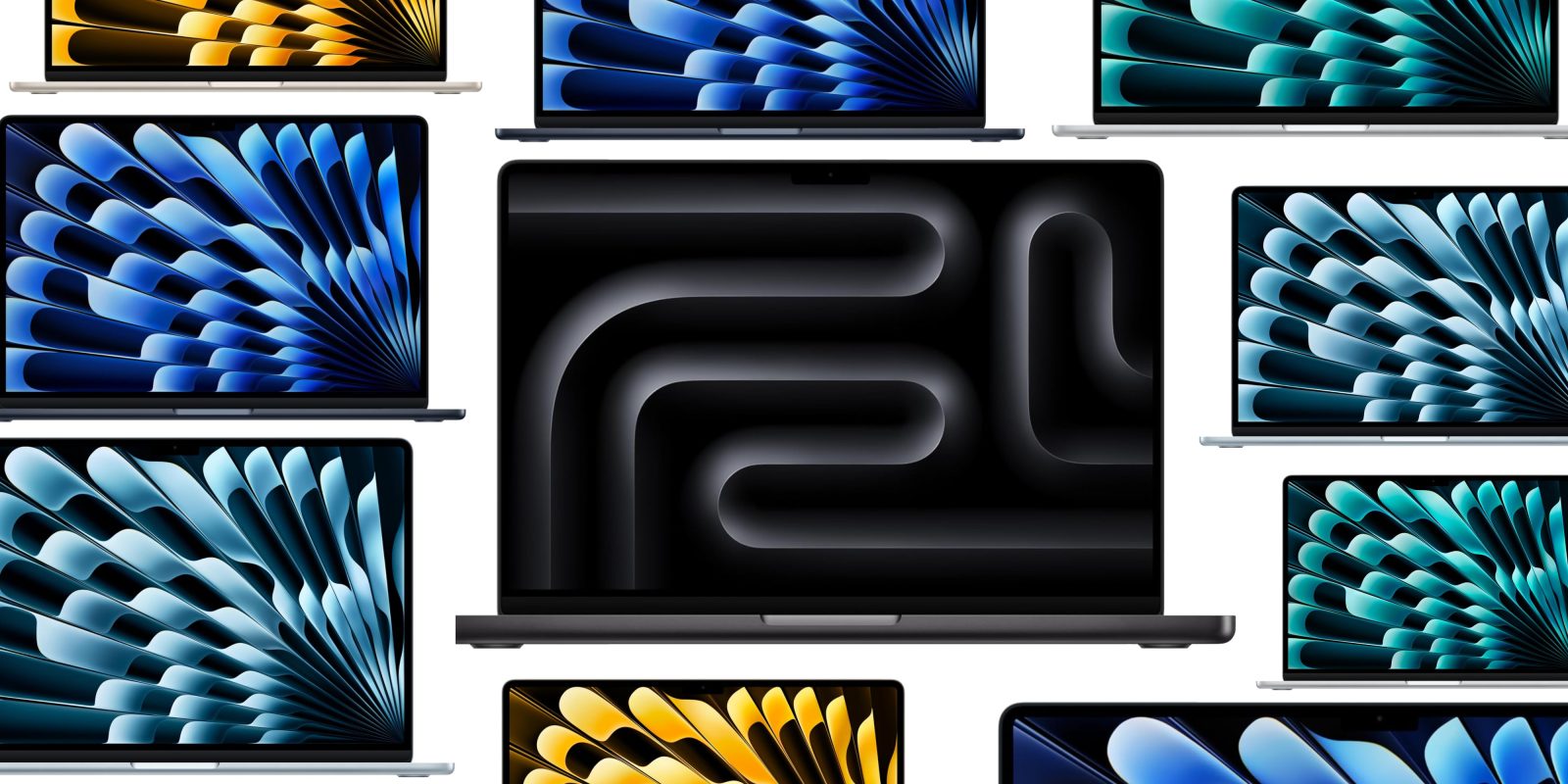 A collage of different laptops