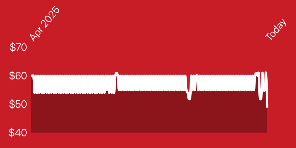 A red background with white lines