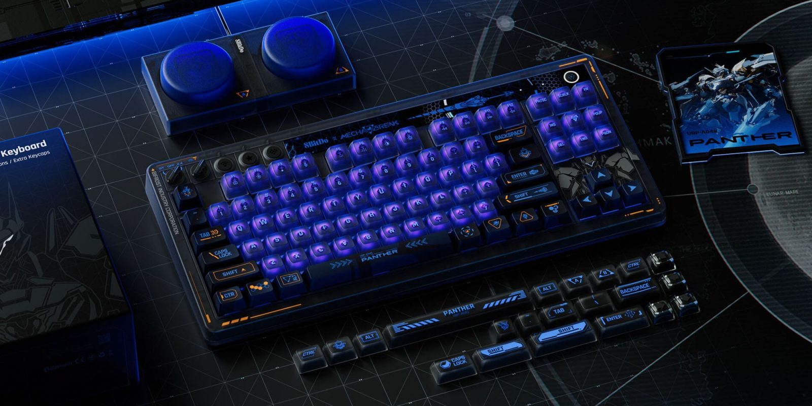 Image showing 8BitDo's Mecha Break-themed TKL keyboard.