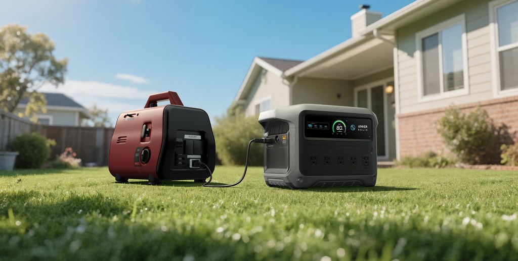 A power generator in a yard