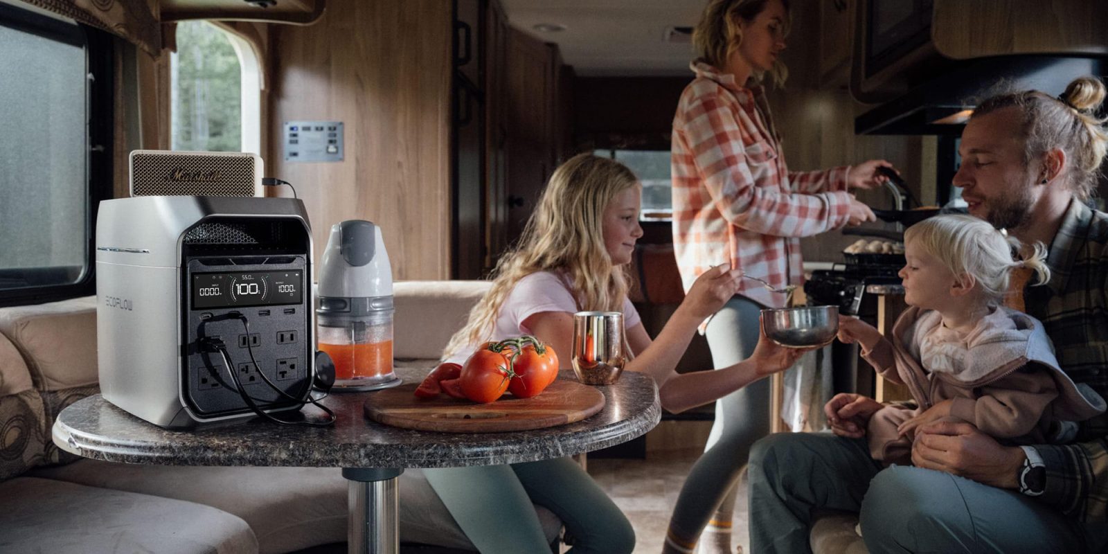 A woman and a girl in a kitchen