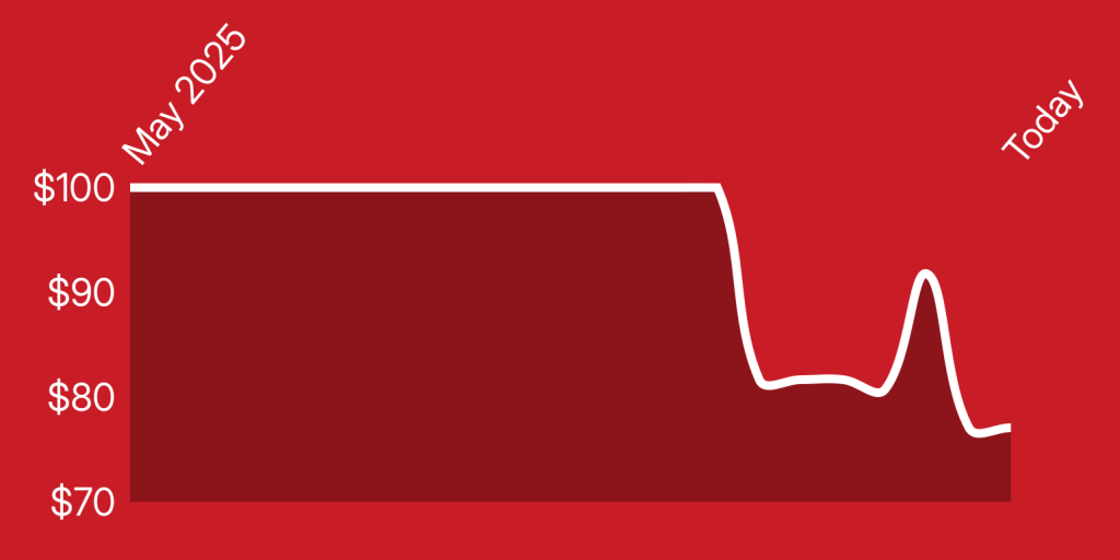 A red and white line drawing