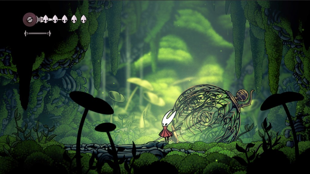 A video game screen with a cartoon character in the forest