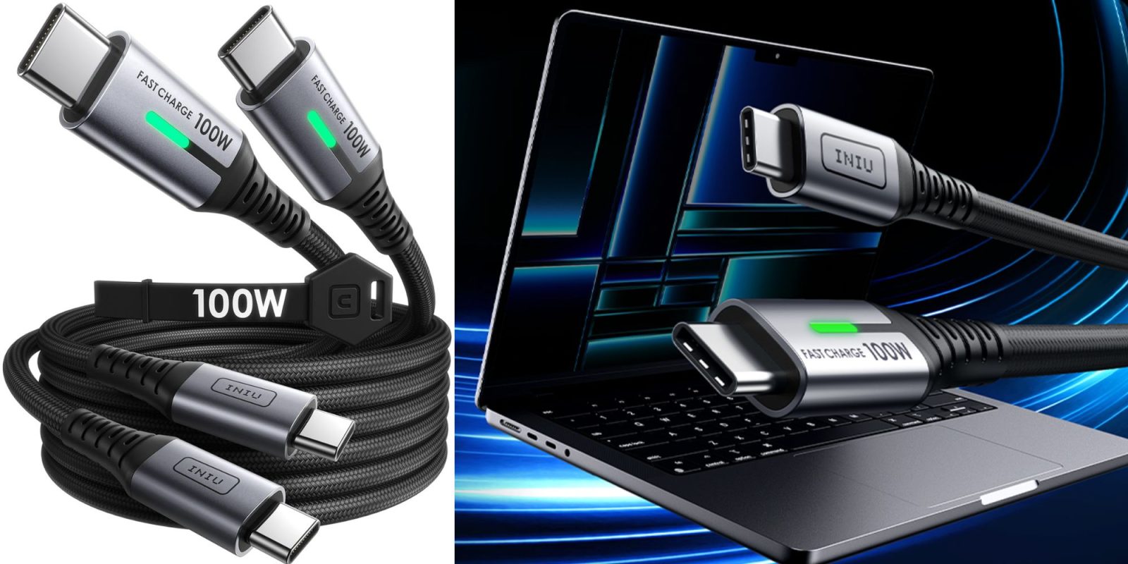 Image showing renders of INIU 100W USB-C cables.