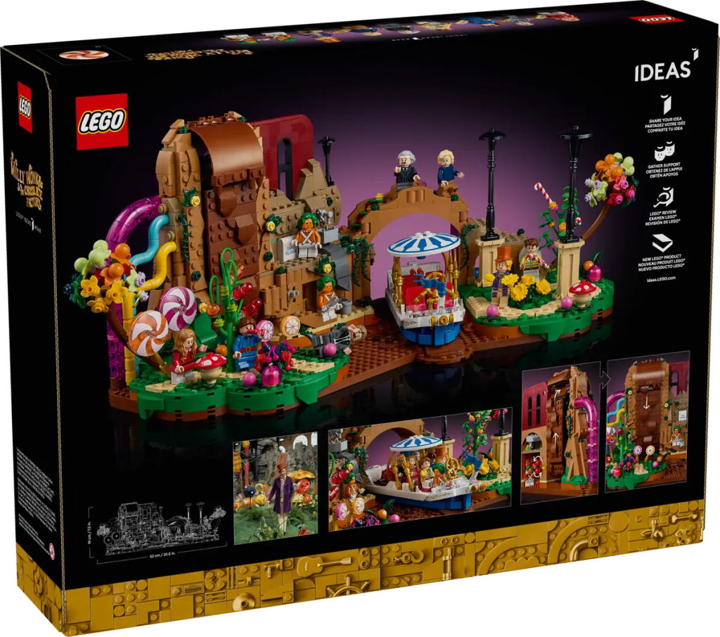 A box of lego building blocks for Ideas willy wonka set