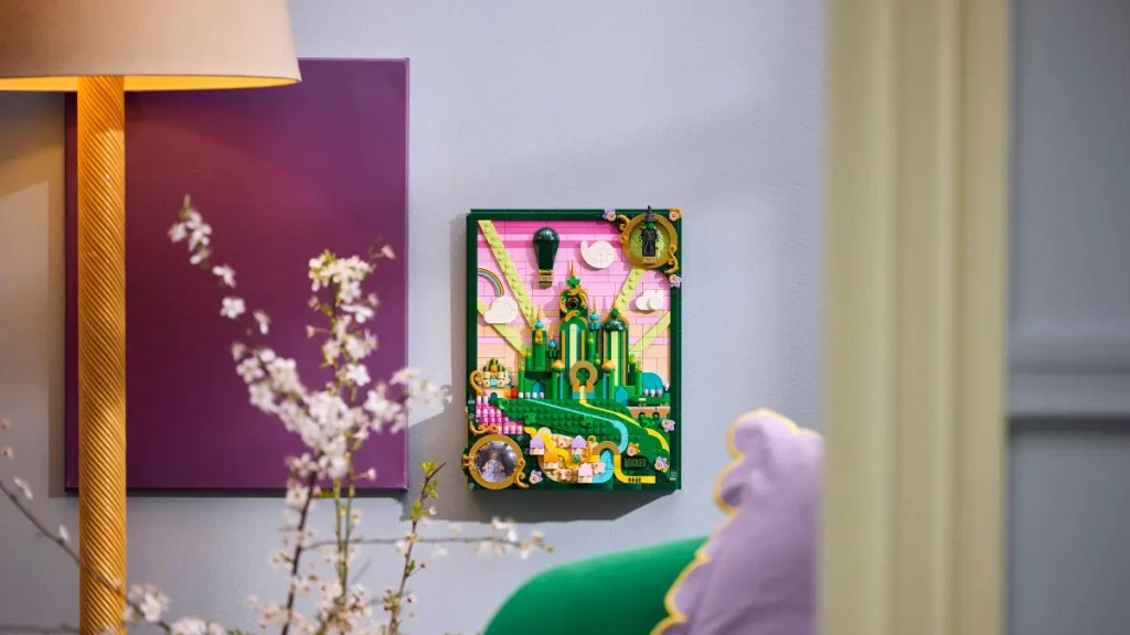 A piece of lego on a wall