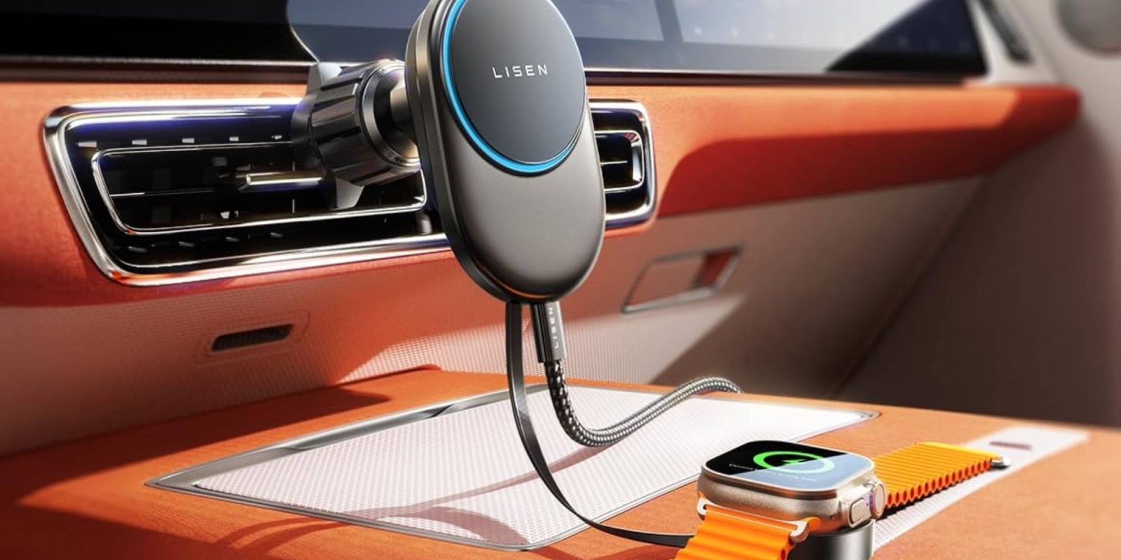 A wireless charger attached to a smart watch