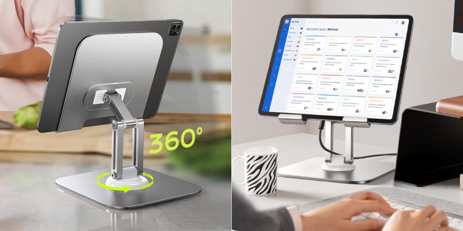 Image showing renders of LISEN's aluminum iPad stand.
