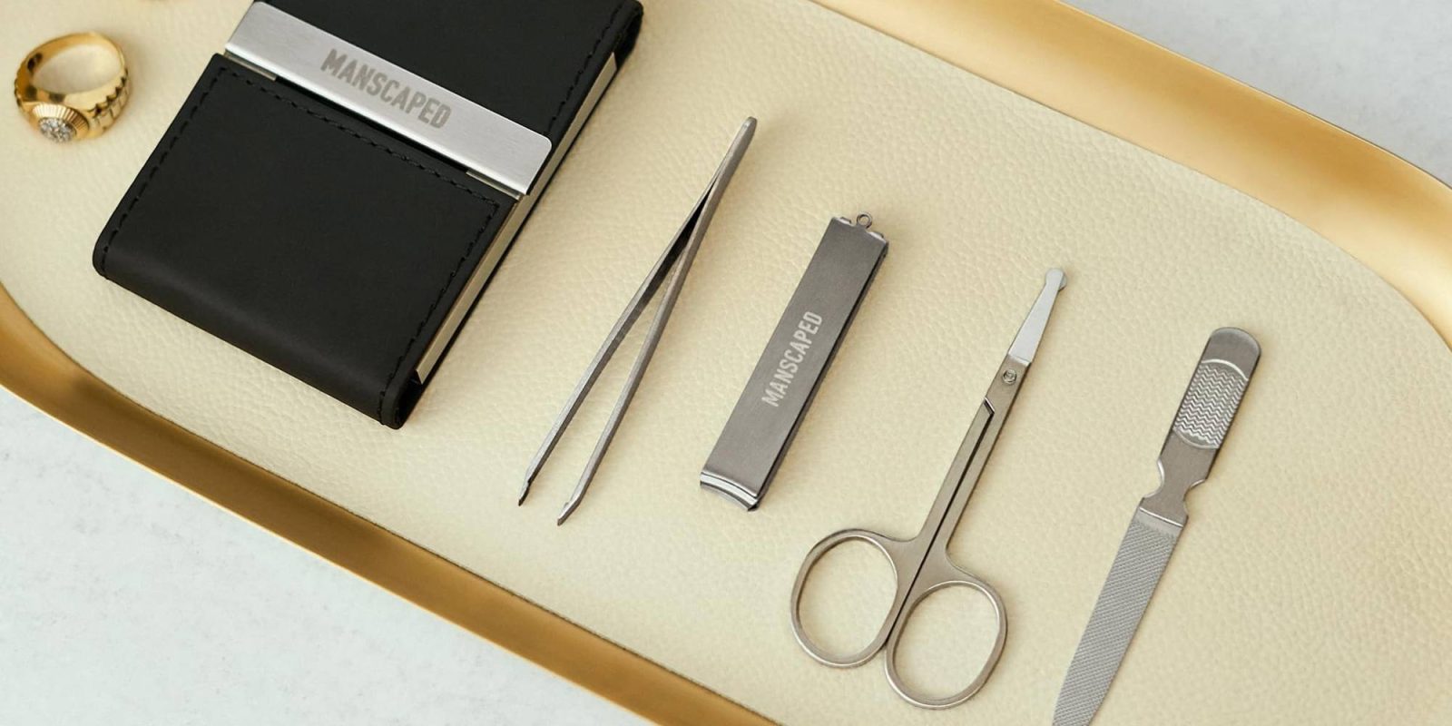 A set of tools on a tray