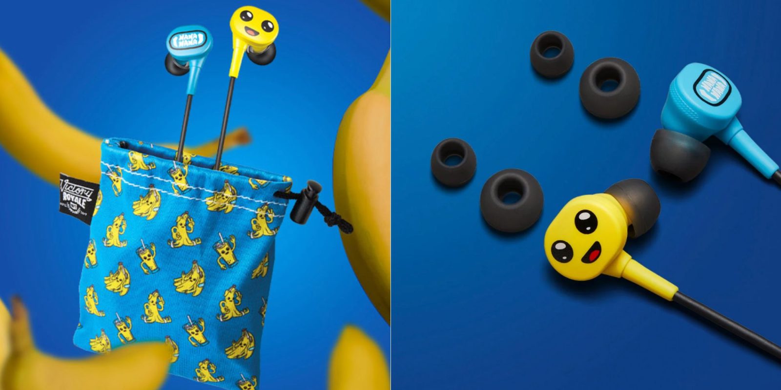 Image showing renders of PowerA's Fortnite Peely wired earbuds.