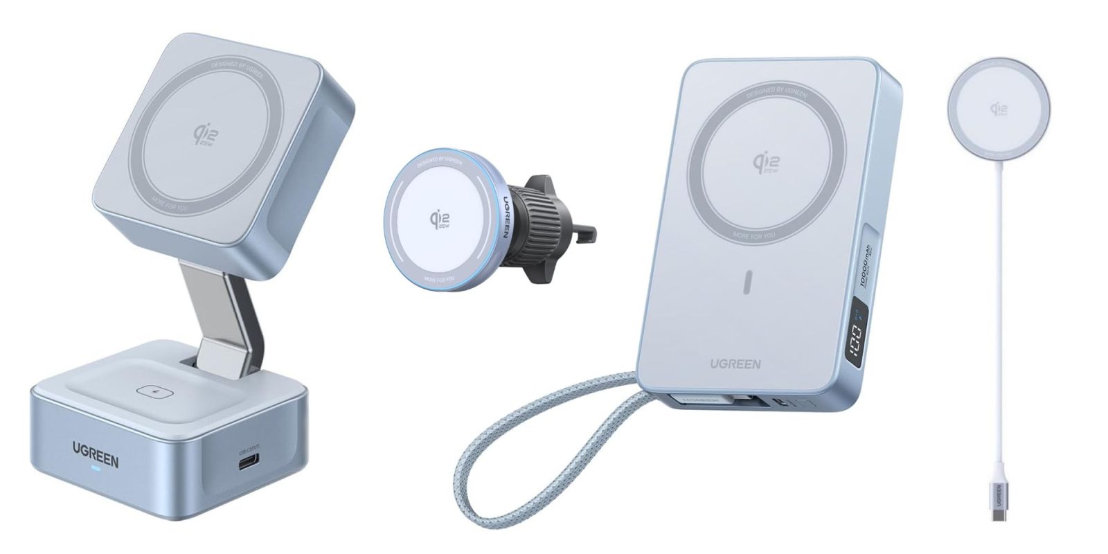Image showing renders of UGREEN's 25W Qi2.2. charging gear.