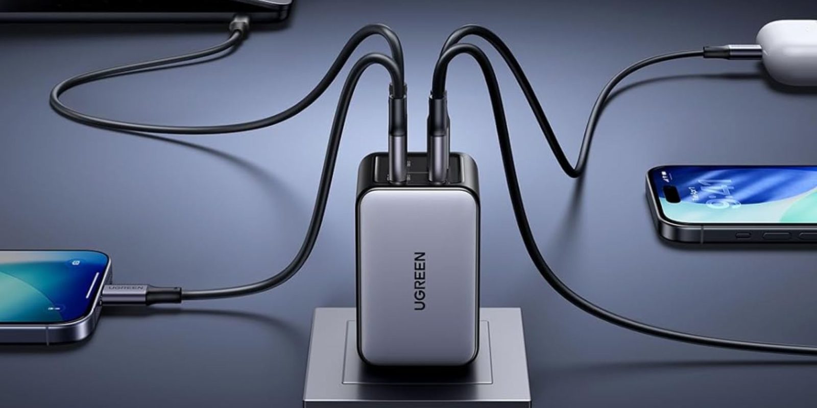 Image showing a render of UGREEN's 4-port USB-C charger.