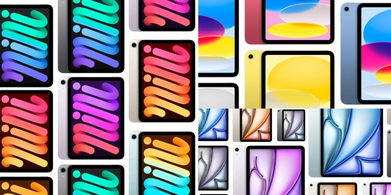 A collage of different colored screens