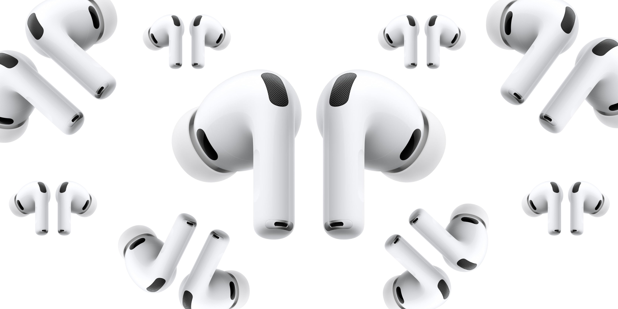 A white earbuds with black accents