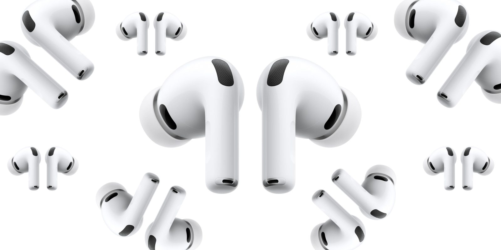 A white earbuds with black accents