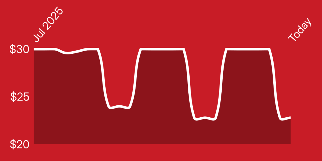 A red and white line drawing