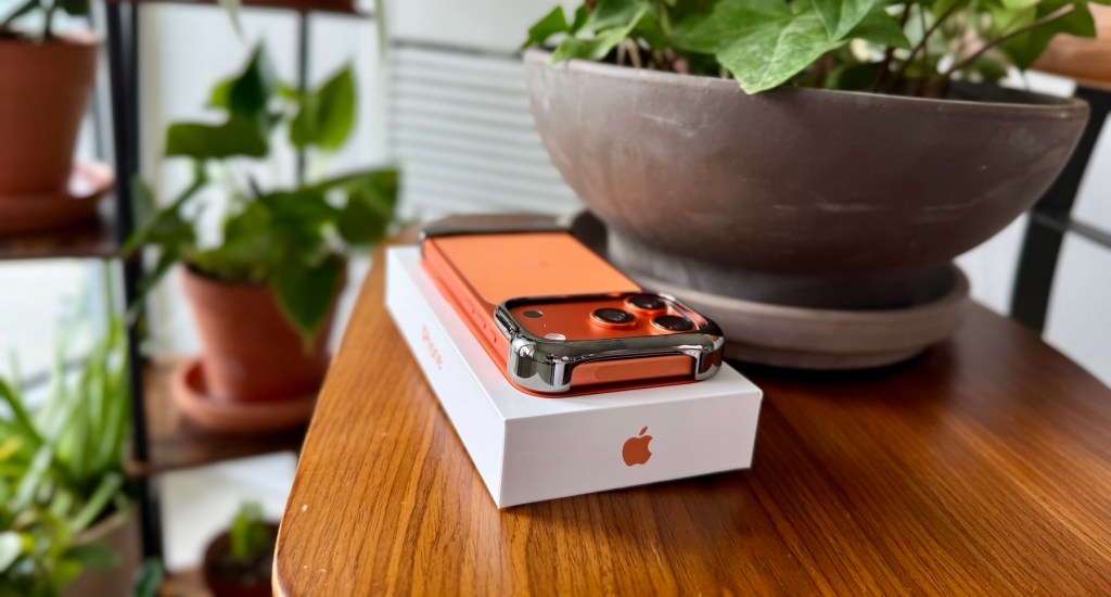 A cell phone on a box