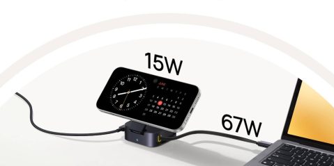 A device with a clock and a cable connected to it