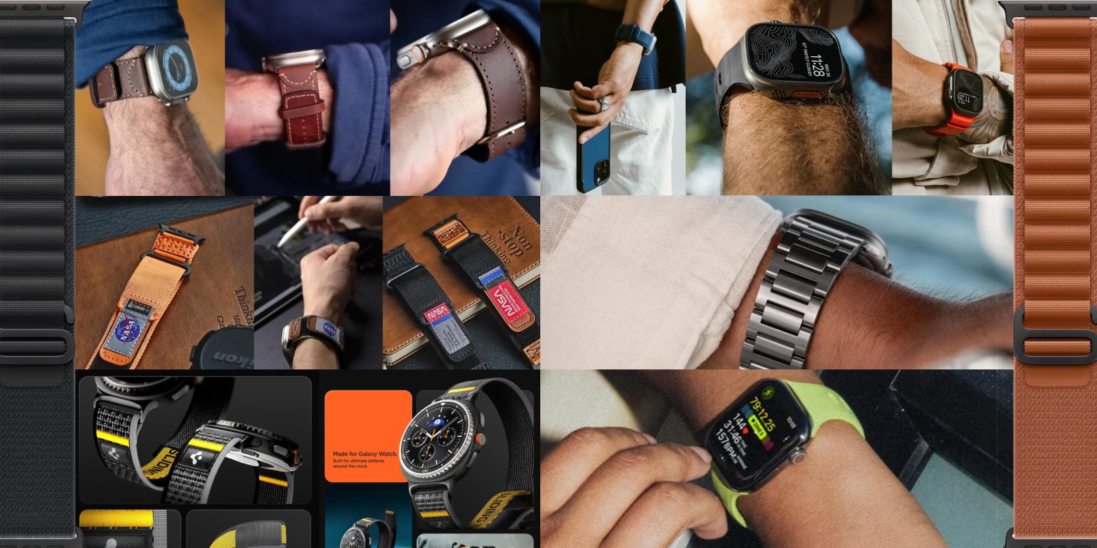 A collage of a man's wrist with a watch