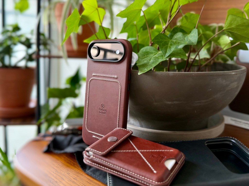 A phone case and wallet on a table