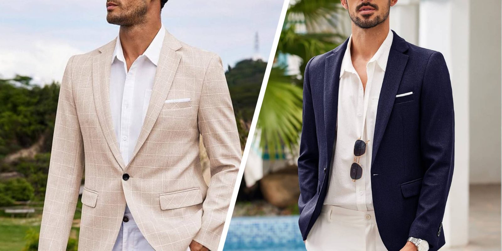 A collage of a man wearing a suit