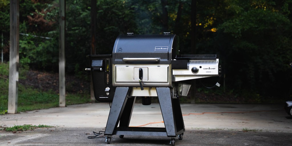 A barbecue grill on wheels
