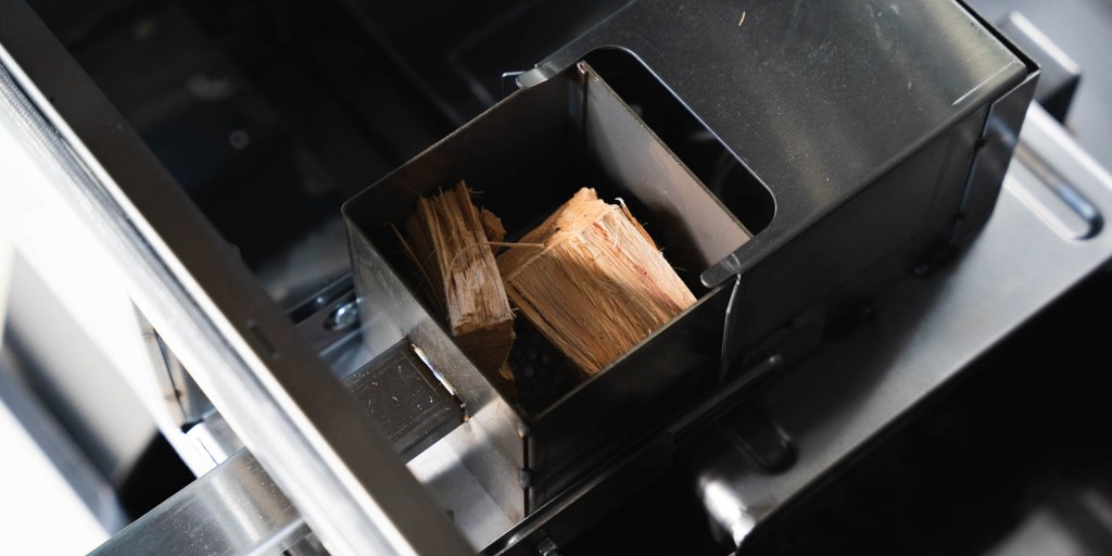 A wood in a metal box