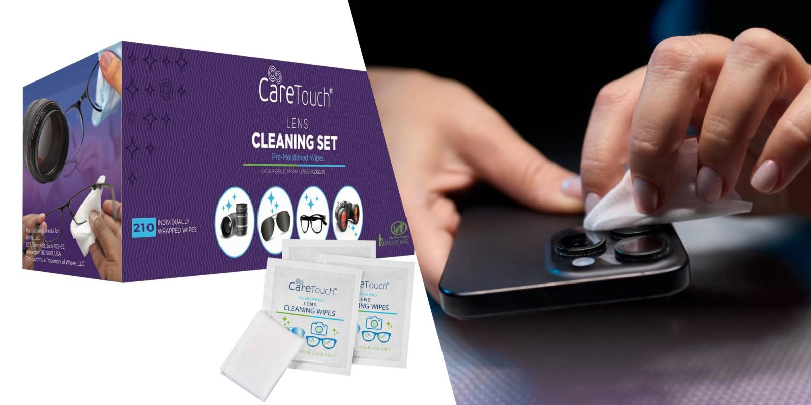 A hand cleaning a phone