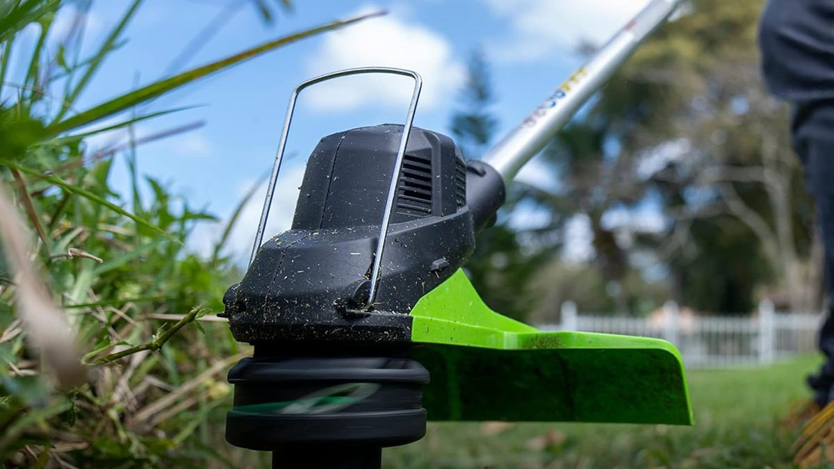 A lawn mower on a grass field