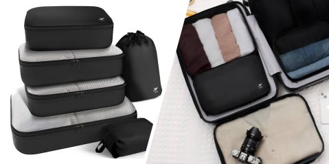 A stack of black luggage