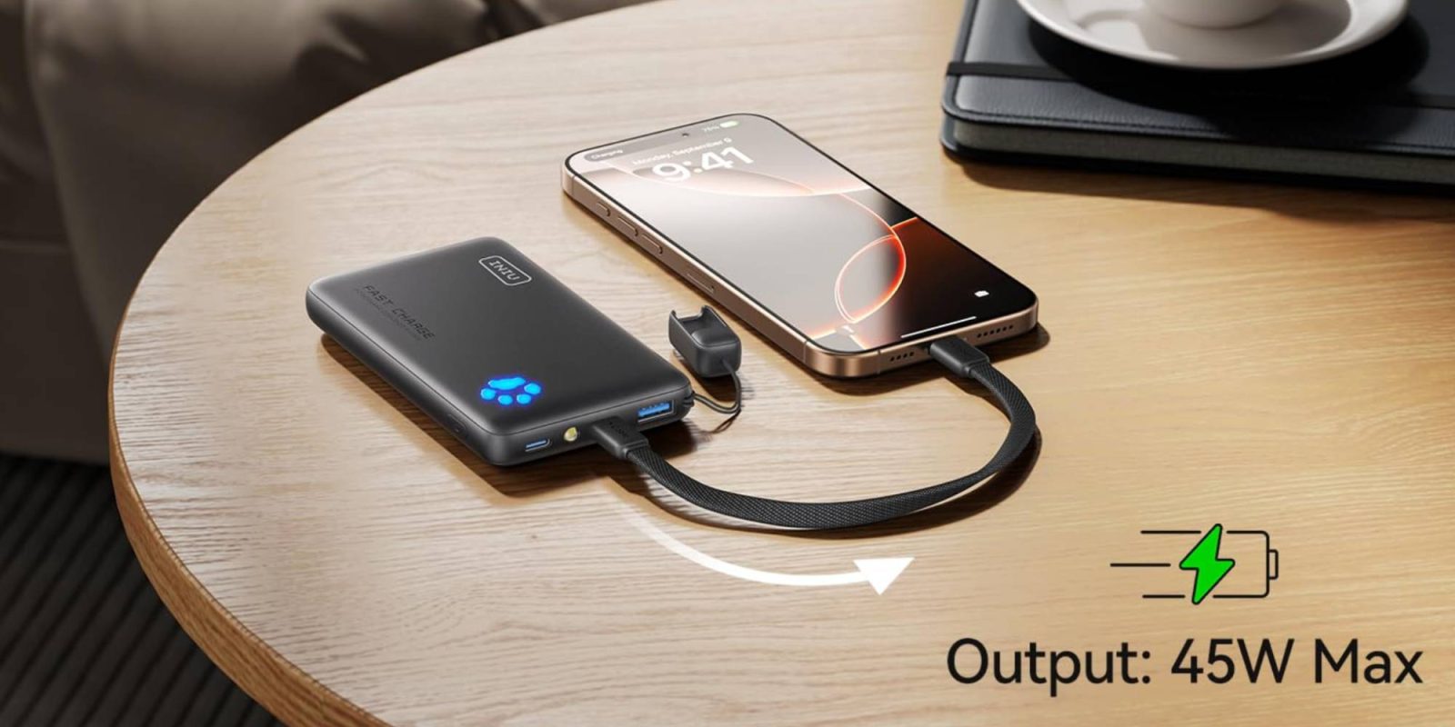 A phone charging a power bank