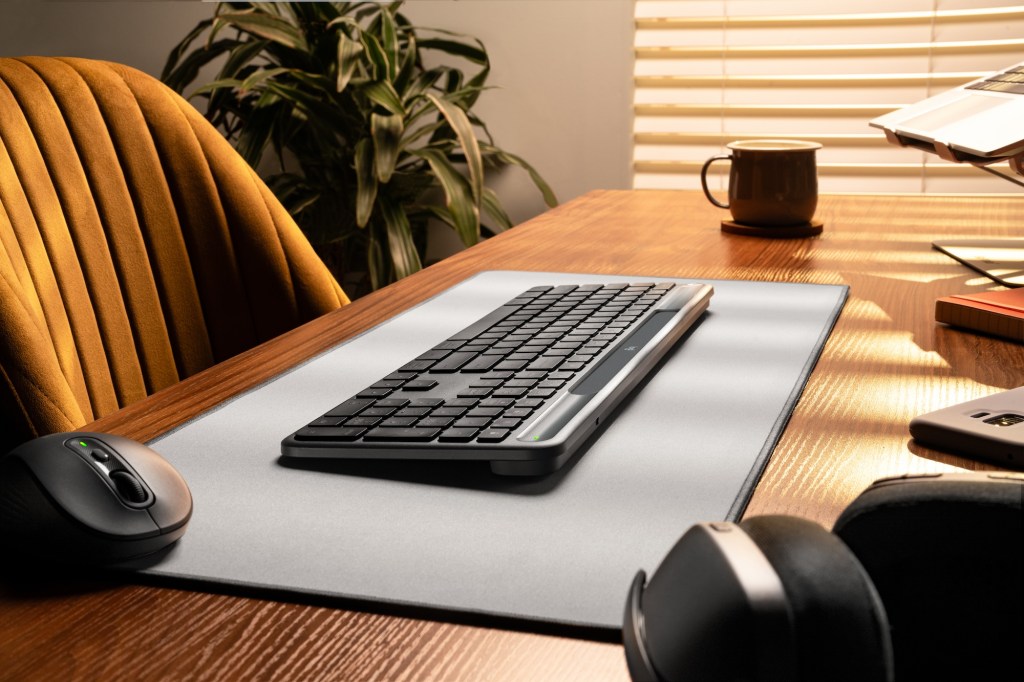 A keyboard on a mouse pad