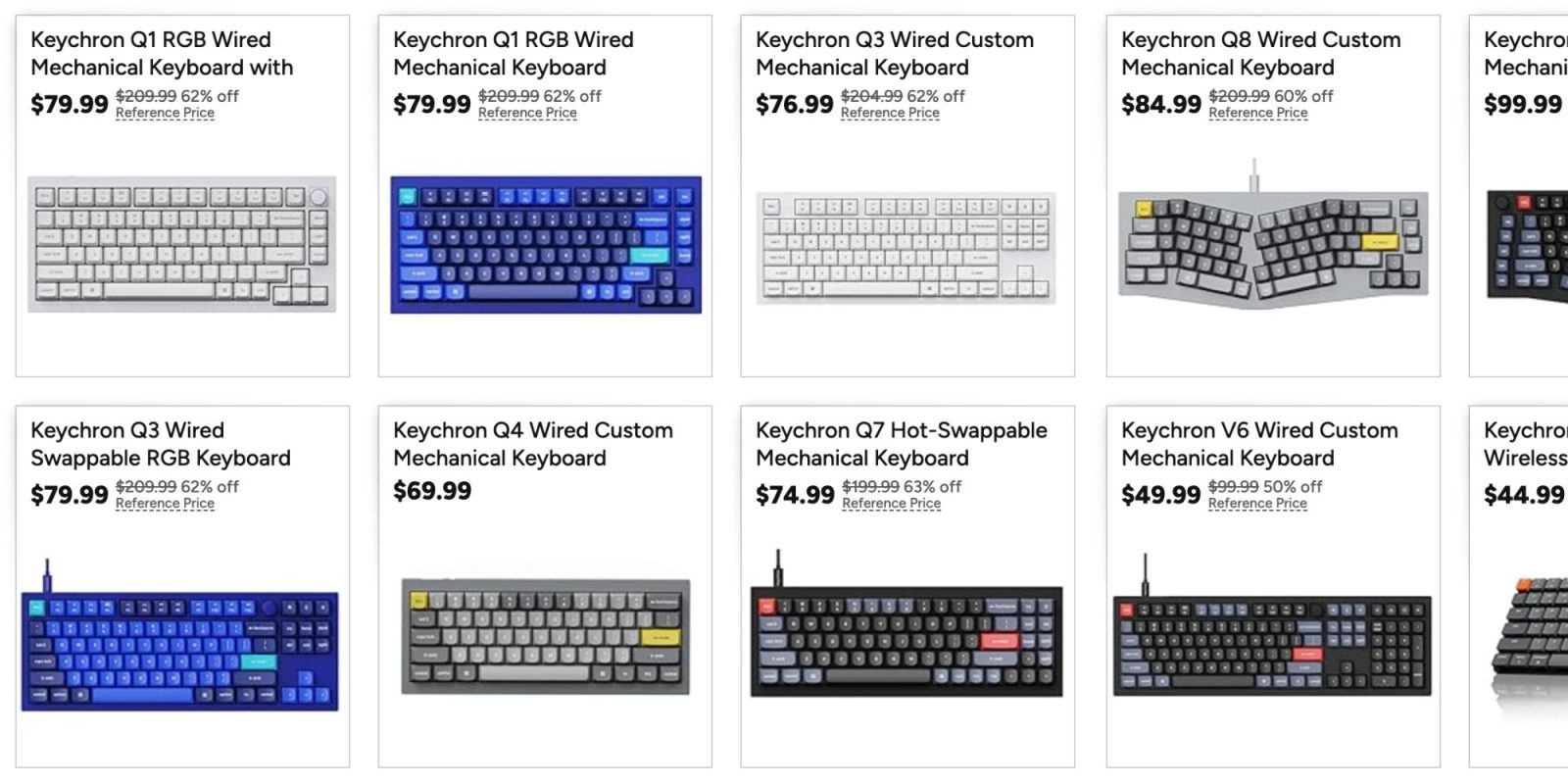Image showing listings from Woot's Keychron sale.