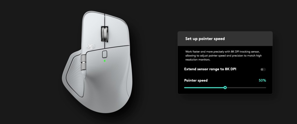 A white computer mouse with a green light