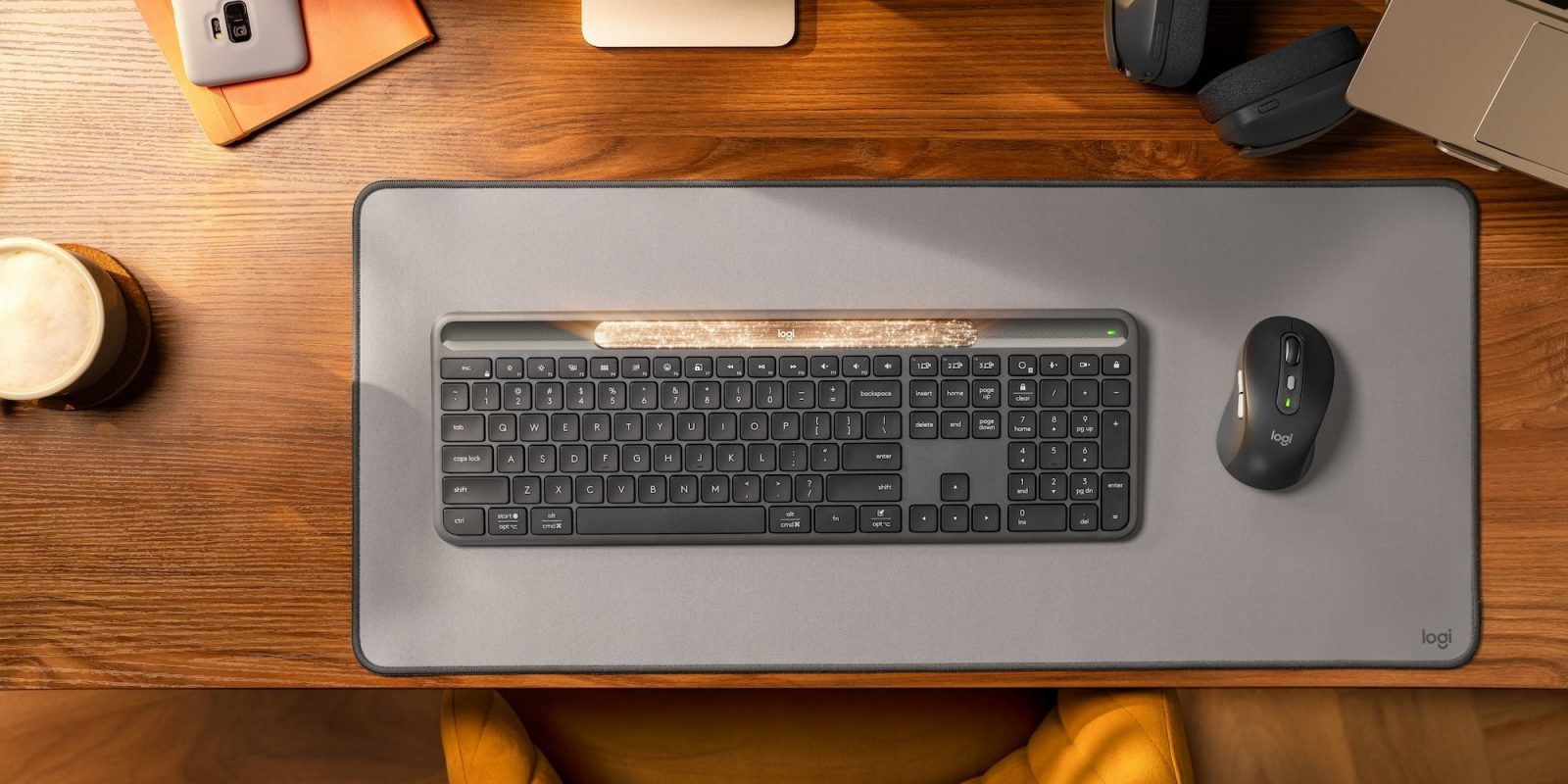 A keyboard on a mouse pad