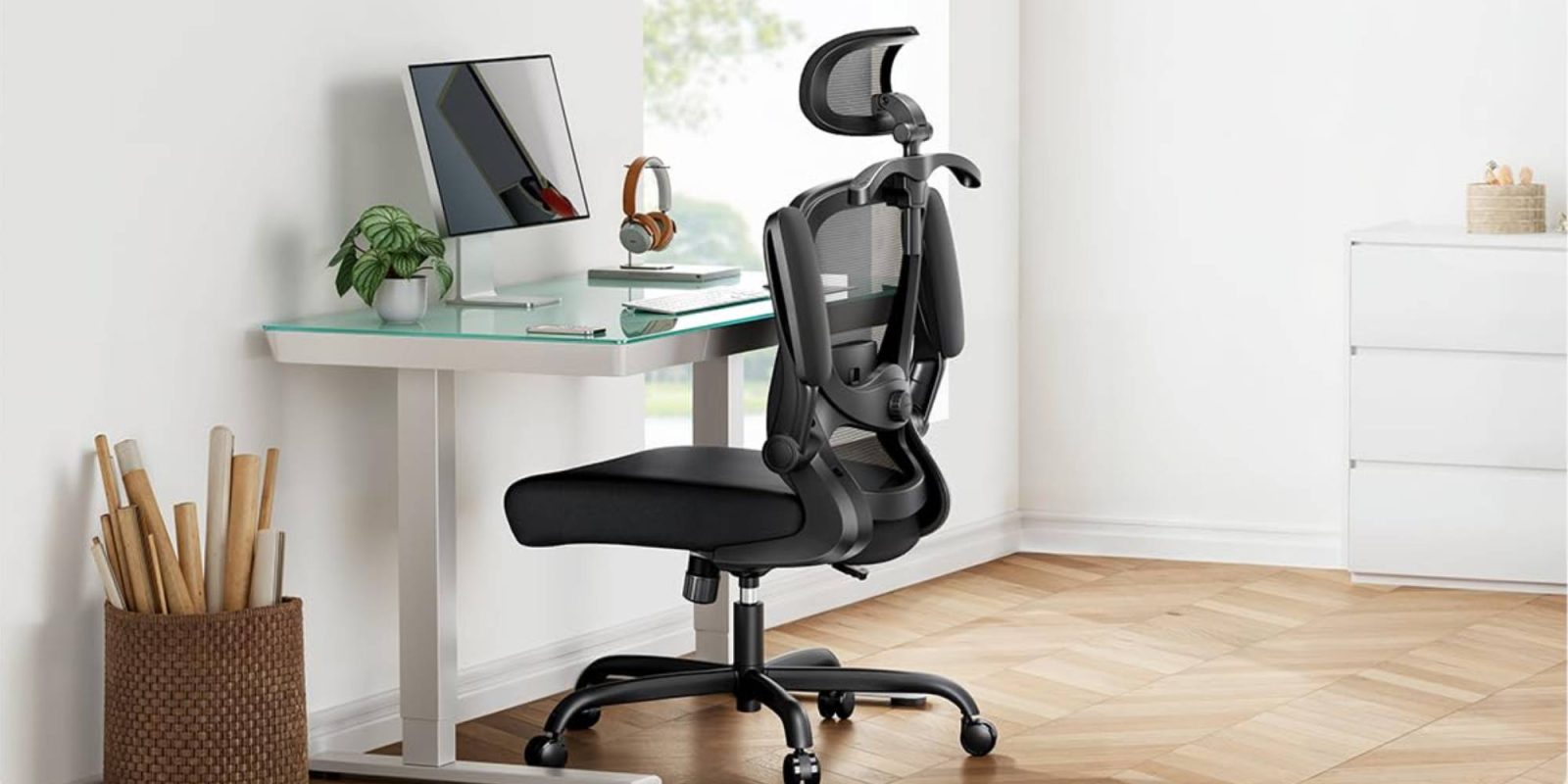 A chair with a headphones on it