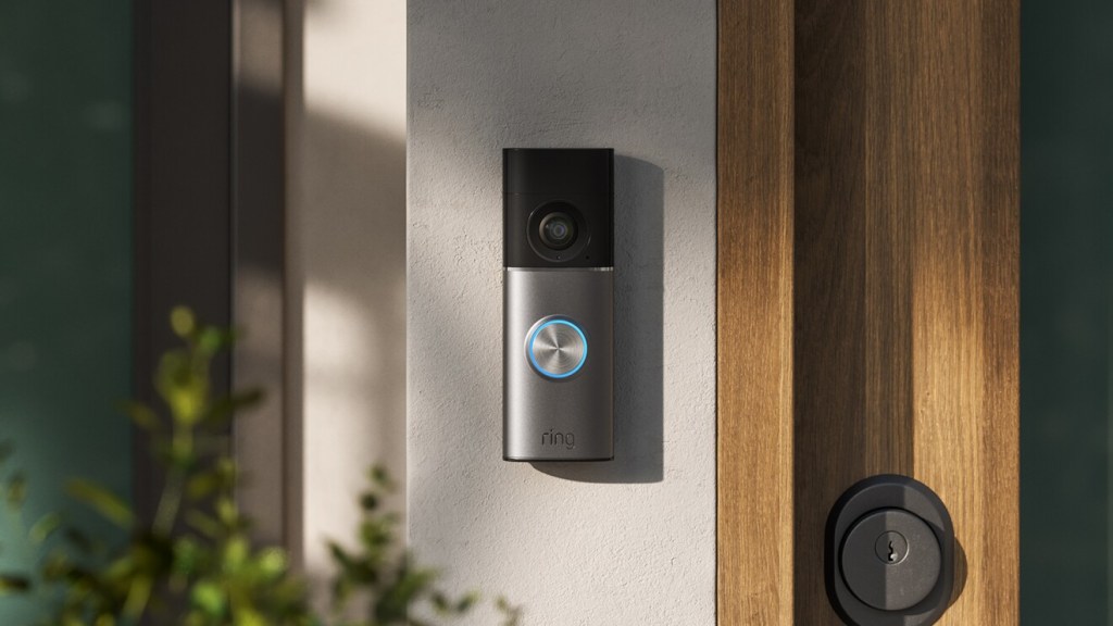 A video doorbell on a wall