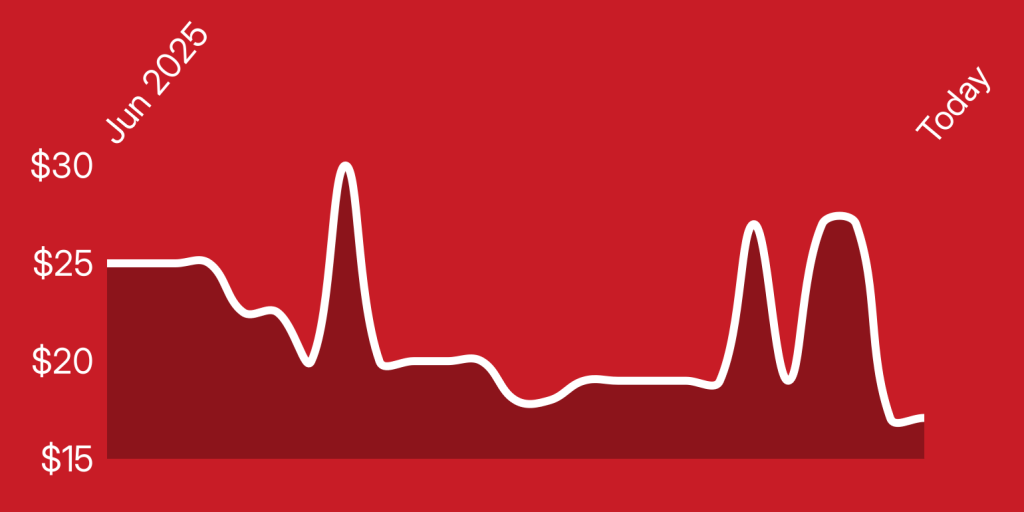 A red line drawing of a heartbeat