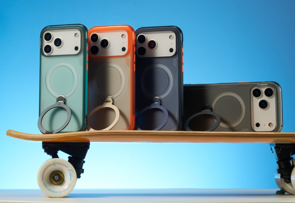 A group of cell phones on a skateboard